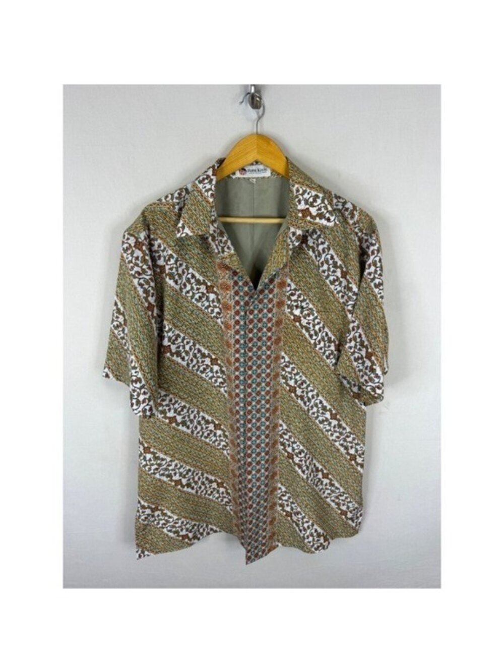 Batik Keris Mens Short Sleeve Button Up Shirt Geometric Floral Print Lined 18 XL